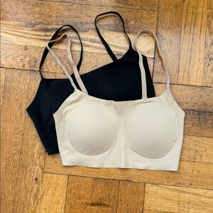 True Body Scoop Neck Adjustable Strap Bra Small Nude and Black
